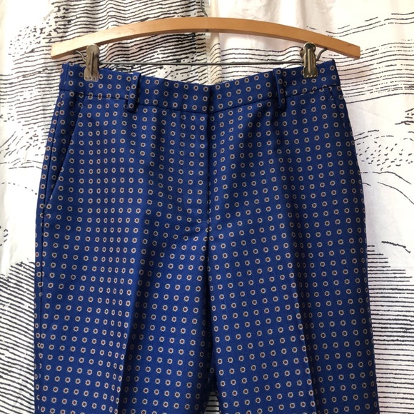 J.Crew EUC Blue Patterned Pants Size 4 - Picture 4 of 11